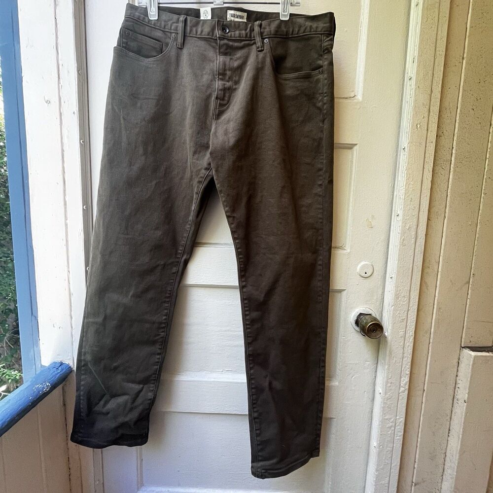 Todd Snyder Chino Pants 34 X 32 Olive Green Slim Fit Tapered Leg Casual Preppy